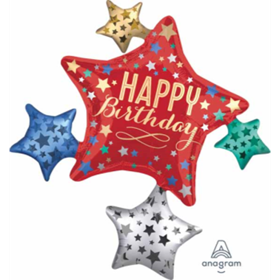 Picture of 35" FOIL - HAPPY BIRTHDAY STAR CLUSTER SUPER SHAPE 