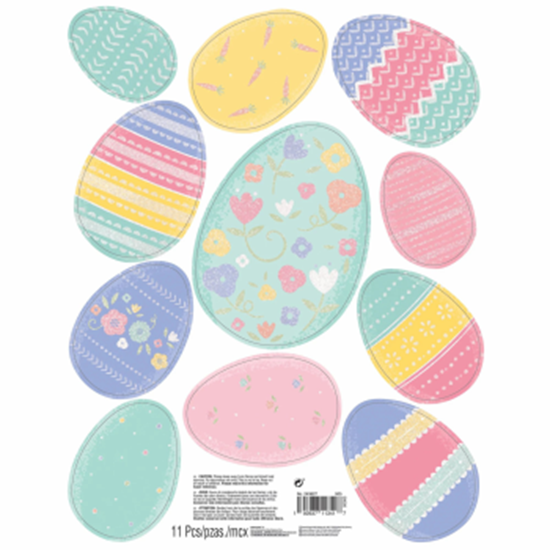 Picture of DECOR - EASTER EGGS GLITTER WINDOW DECORATIONS