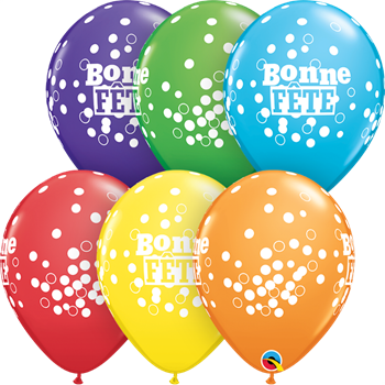 Image de HELIUM FILLED SINGLE 11" BALLOON - PRINTED - BONNE FÊTE - DOTS