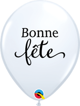 Image de HELIUM FILLED SINGLE 11" BALLOON - PRINTED - BONNE FÊTE - SIMPLEMENT BLANC