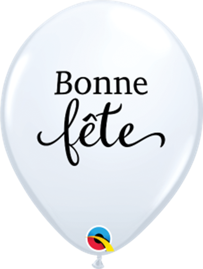 Image sur HELIUM FILLED SINGLE 11" BALLOON - PRINTED - BONNE FÊTE - SIMPLEMENT BLANC