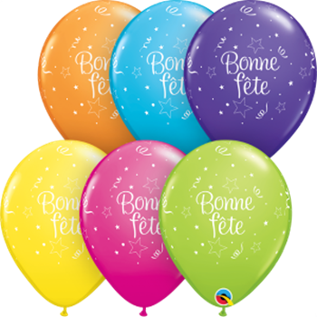 Image de HELIUM FILLED SINGLE 11" BALLOON - PRINTED - BONNE FÊTE - ÉTOILES BRILLANTES