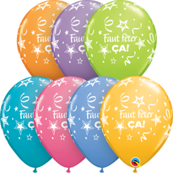 Image de HELIUM FILLED SINGLE 11" BALLOON - PRINTED - BONNE FÊTE - FAUT FÊTE ÇA