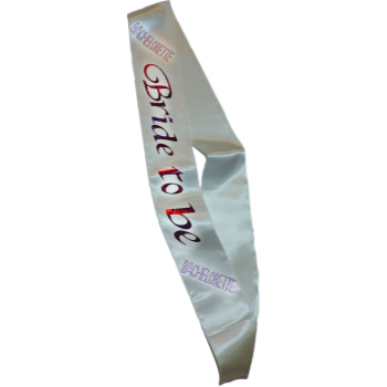 Image de WHITE BRIDE TO BE SASH WITH PINK STONE PRINT