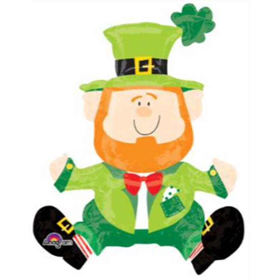 Picture of 24" TABLETOP - SITTING LEPRECHAUN FOIL BALLOON - AIRFILLED