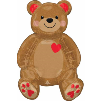 Image de 24" TABLETOP - SITTING TEDDY FOIL BALLOON - AIR FILLED