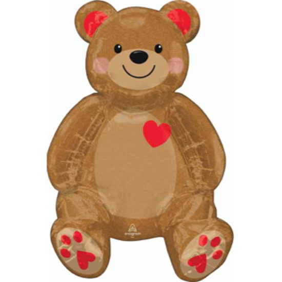 Picture of 24" TABLETOP - SITTING TEDDY FOIL BALLOON - AIR FILLED
