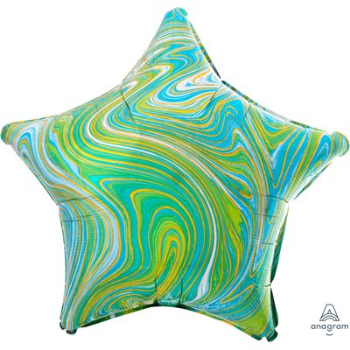 Image de 18" FOIL - BLUE GREEN MARBLE STAR