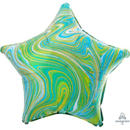Picture of 18" FOIL - BLUE GREEN MARBLE STAR