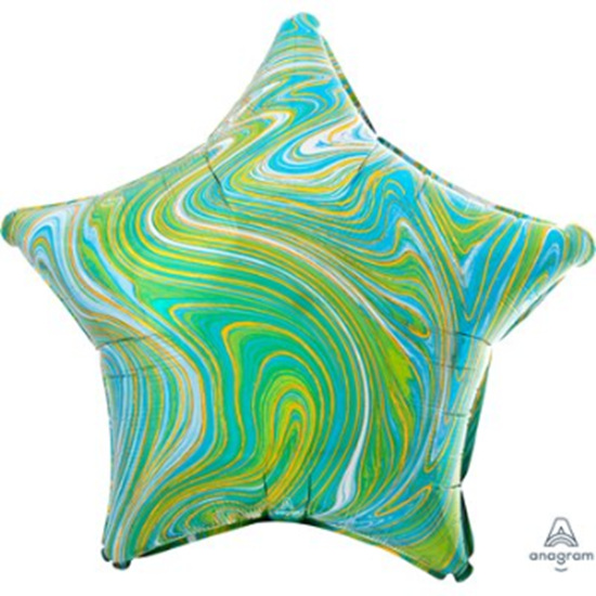 Image sur 18" FOIL - BLUE GREEN MARBLE STAR