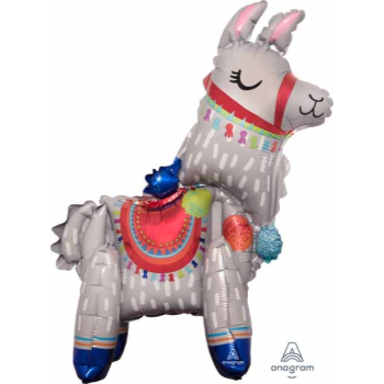 Image de 24" TABLETOP - STANDING LLAMA FOIL BALLOON - AIR FILLED