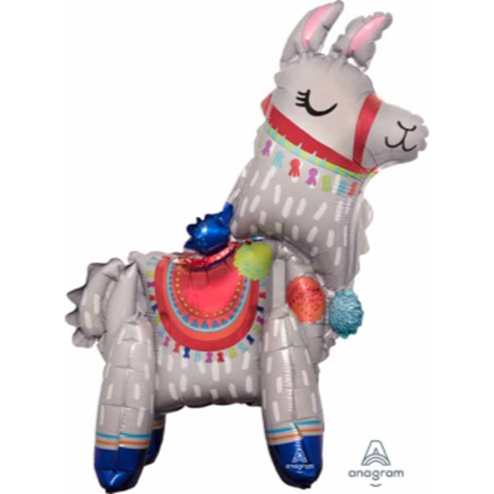 Image sur 24" TABLETOP - STANDING LLAMA FOIL BALLOON - AIR FILLED