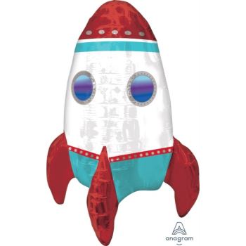 Image de 24" TABLETOP - ROCKET SHIP FOIL BALLOON - AIR FILLED