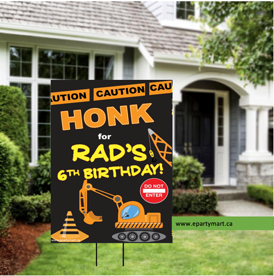 Image sur LAWN YARD SIGN - ANY BIRTHDAY - CONSTRUCTION PERSONALIZED