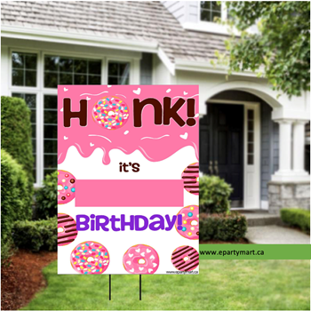 Image de LAWN YARD SIGN - ANY BIRTHDAY - DONUT "WRITE A NAME"