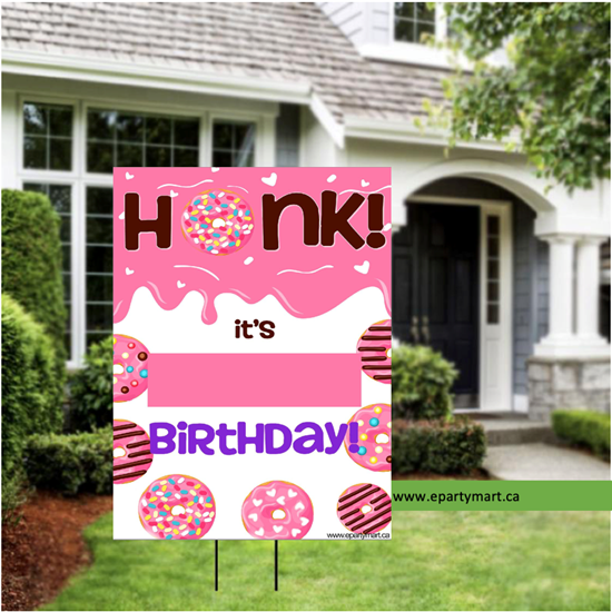 Picture of LAWN YARD SIGN - ANY BIRTHDAY - DONUT "WRITE A NAME"