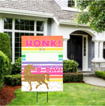 Image de LAWN YARD SIGN - ANY BIRTHDAY - UNICORN "WRITE A NAME"