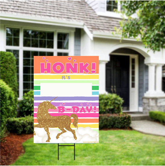 Image sur LAWN YARD SIGN - ANY BIRTHDAY - UNICORN "WRITE A NAME"