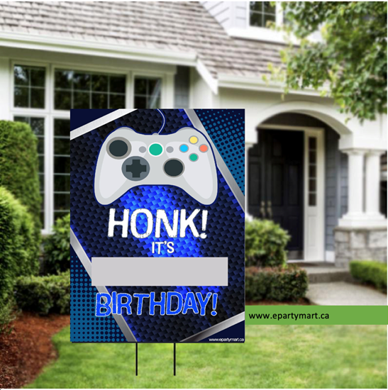 Image sur LAWN YARD SIGN - ANY BIRTHDAY - GAMER "WRITE A NAME"