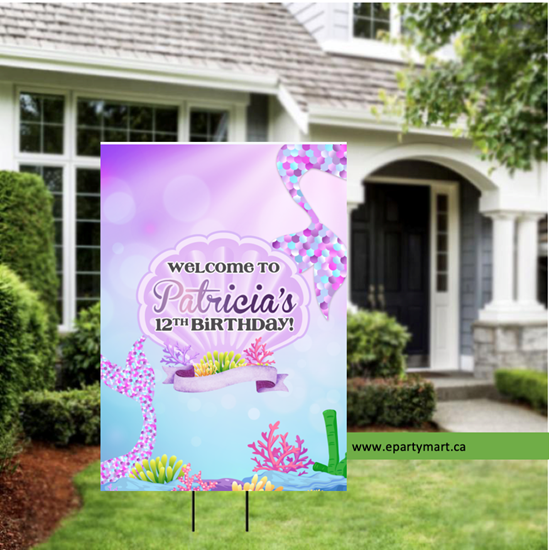 Image sur LAWN YARD SIGN - ANY BIRTHDAY - MERMAID PERSONALIZED