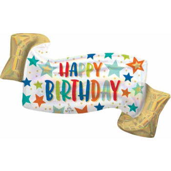 Picture of 39" FOIL - BIRTHDAY BANNER HOLOGRAPHIC SUPER SHAPE 