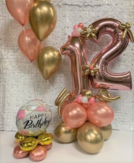 Picture of 1 MARQUEE - ANY 2 SUPERSHAPE / (5) HELIUM / 2 LEVEL QUAD WITH 18" FOIL