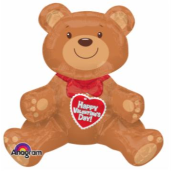 Image de 24" TABLETOP - SITTING VALENTINE BEAR FOIL BALLOON - AIRFILLED