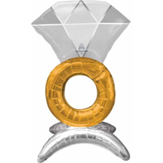 Image sur 21" TABLETOP - WEDDING RING FOIL BALLOON - AIRFILLED