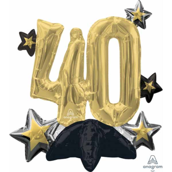 Image de 24" TABLETOP - 40TH CELEBRATE  FOIL BALLOON - AIR FILLED