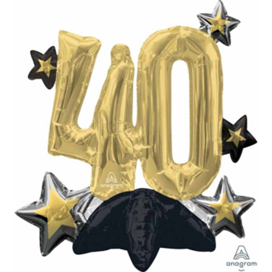 Image sur 24" TABLETOP - 40TH CELEBRATE  FOIL BALLOON - AIR FILLED