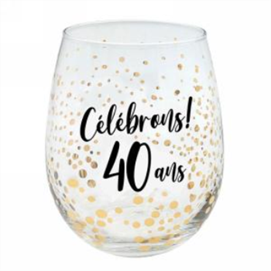 Picture of 40th - CÉLÉBRONS 40 ANS GOLD WINE GLASS