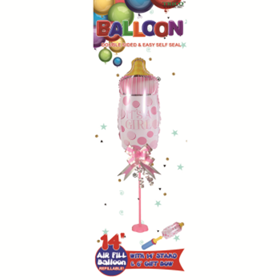Picture of MINI AIR FILLED CENTER PIECE - BOTTLE PINK