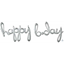 Picture of HAPPY BIRTHDAY SILVER SCRIPT MYLAR BALLOON BANNER - AIR FILLED