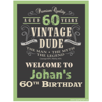 Picture of 60th - LAWN YARD SIGN - 60TH VINTAGE DUDE PERSONALIZED