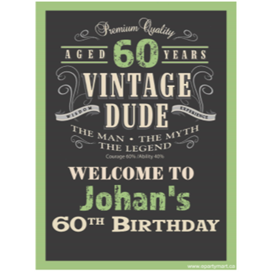 Image sur 60th - LAWN YARD SIGN - 60TH VINTAGE DUDE PERSONALIZED