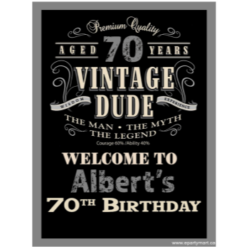 Image de 70th - LAWN YARD SIGN - 70TH VINTAGE DUDE PERSONALIZED