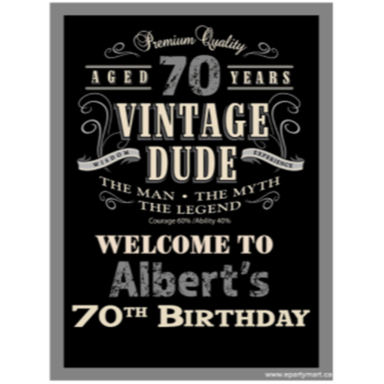 Image sur 70th - LAWN YARD SIGN - 70TH VINTAGE DUDE PERSONALIZED