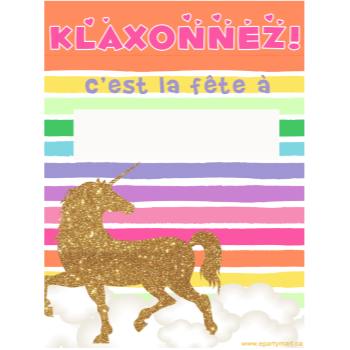 Picture of LAWN YARD SIGN - ANY BIRTHDAY - UNICORN "WRITE A NAME"  - FRENCH