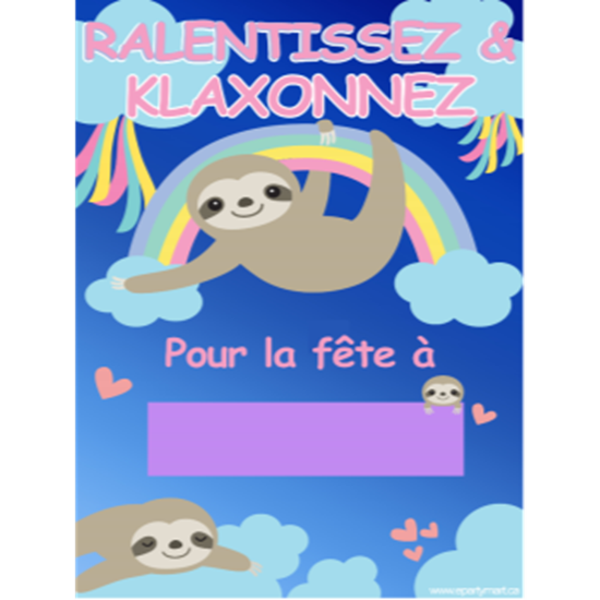 Image sur LAWN YARD SIGN - ANY BIRTHDAY - SLOTH "WRITE A NAME" - FRENCH