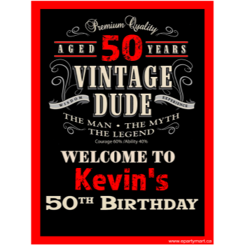 Image de 50th - LAWN YARD SIGN - 50TH VINTAGE DUDE PERSONALIZED