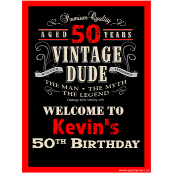 Picture of 50th - LAWN YARD SIGN - 50TH VINTAGE DUDE PERSONALIZED