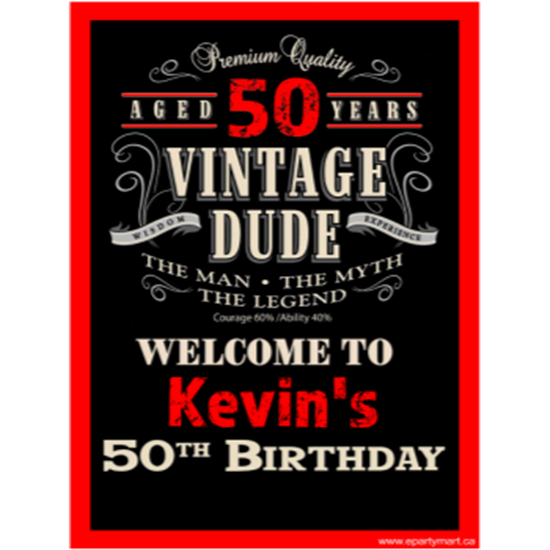 Image sur 50th - LAWN YARD SIGN - 50TH VINTAGE DUDE PERSONALIZED