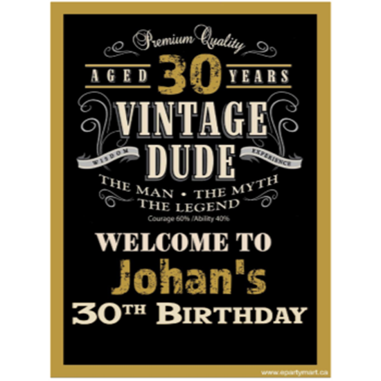 Image sur 30th - LAWN YARD SIGN - 30TH VINTAGE DUDE PERSONALIZED
