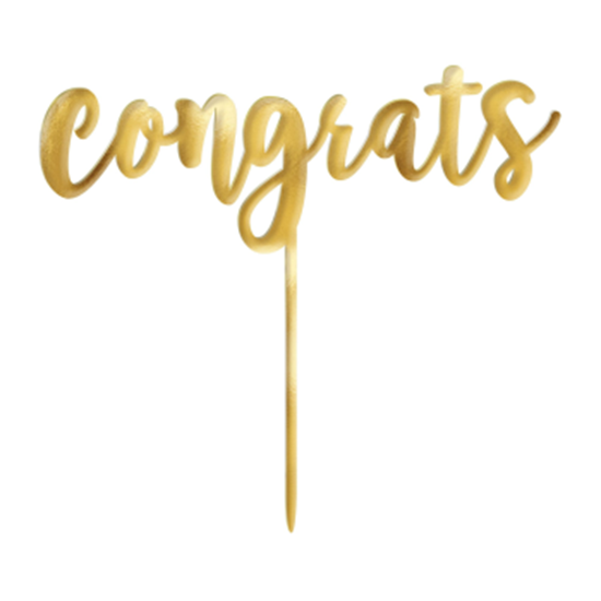Picture of DECOR - GOLD CONGRATS CAKE TOPPER