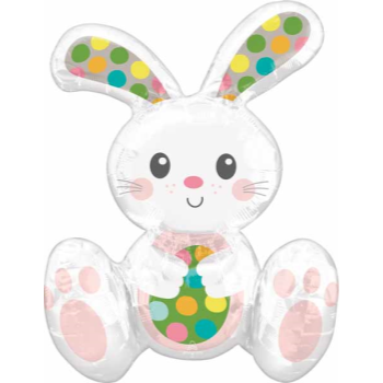 Image de 24" TABLETOP - SITTING POLKA DOT EASTER BUNNY FOIL BALLOON