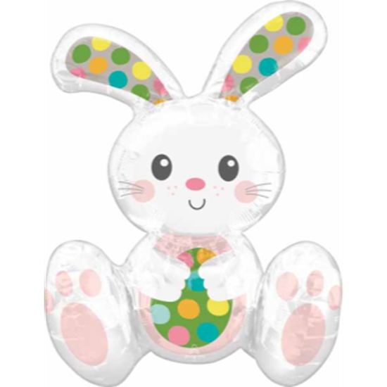 Picture of 24" TABLETOP - SITTING POLKA DOT EASTER BUNNY FOIL BALLOON