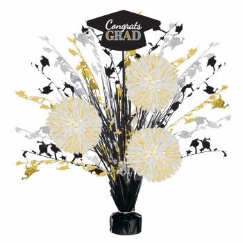 Picture of DECOR - GRAD BURST TINSEL CENTERPIECE - BLACK/SILVER/GOLD