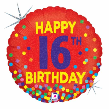 Image de 18'' FOIL - 16TH BIRTHDAY CONFETTI - HOLOGRAPHIC