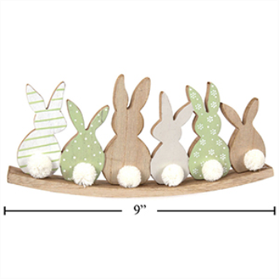 Picture of DECOR - BUNNIES WITH POMPOM - MDF TABLE TOP DECORATION