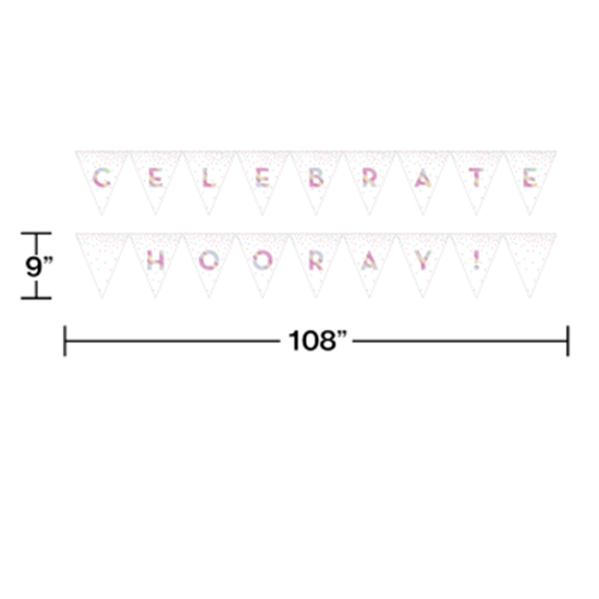 Picture of DECOR - IRIDESCENT PARTY BANNER - CELEBRATE - HOORAY
